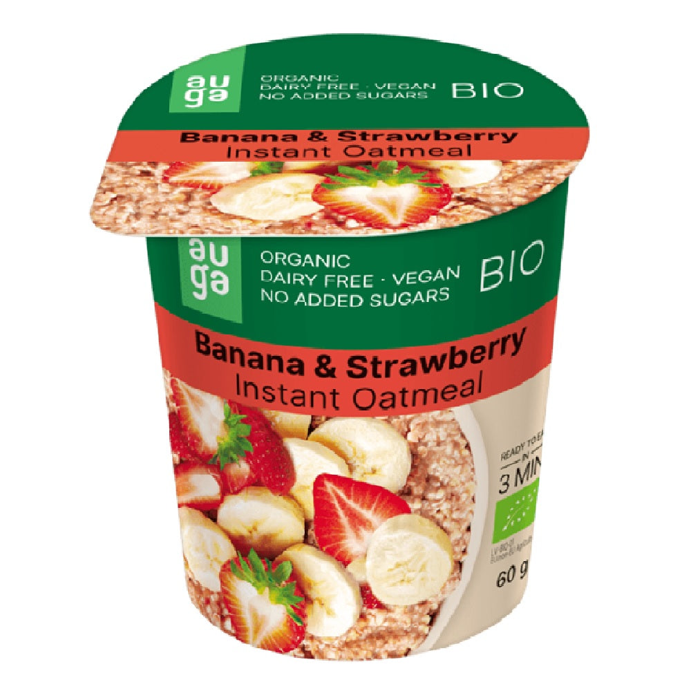 Auga Organic Oatmeal with Banana and Strawberries No Added Sugar, 60g