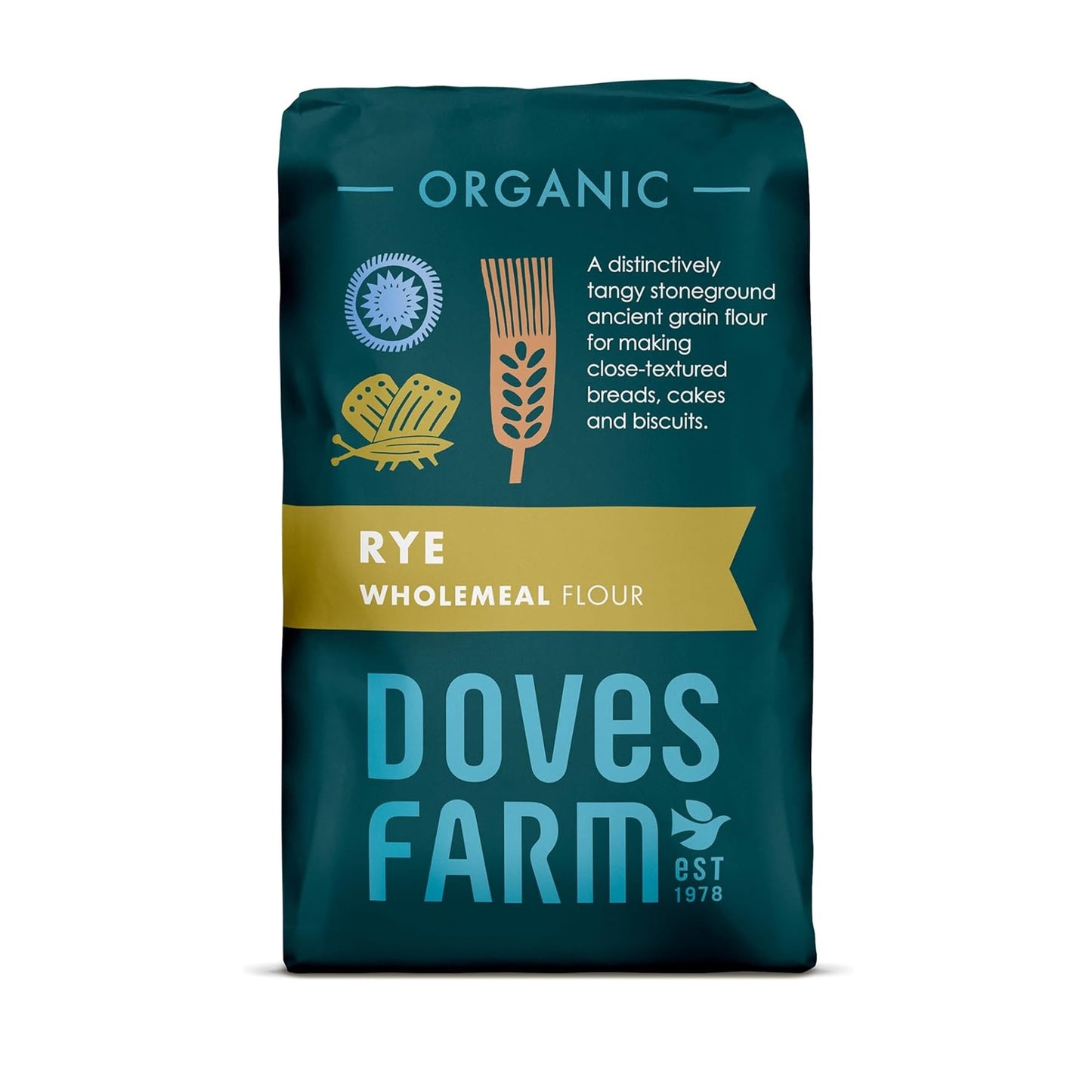 Doves Farm Organic Wholegrain Rye Flour, 1 kg