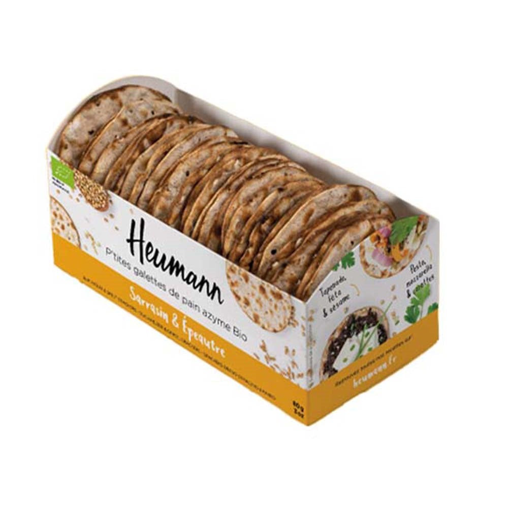Heumann Organic Buckwheat Spelt & Salt Round Crackers, 105g