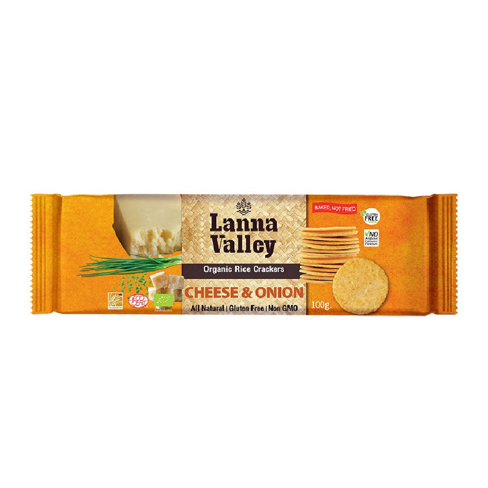 Lanna Valley Organic Rice Cracker Cheese & Onion, 100g