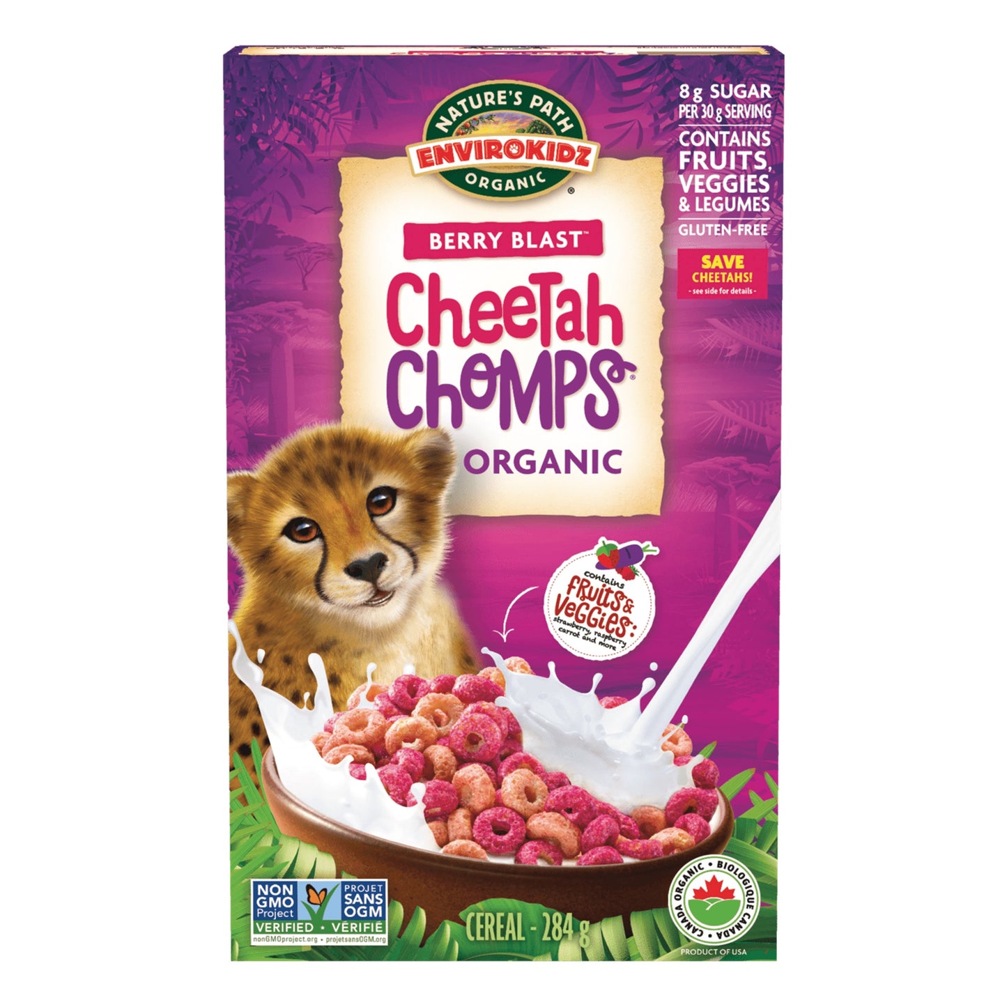 Natures Path Envirokidz Organic Berry Blast Cheetah Chomps Cereal, 284g
