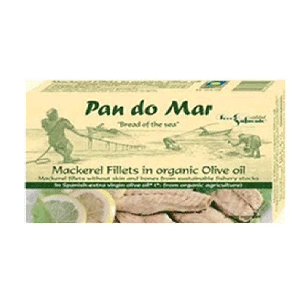 Pan Do Mar Mackerel fillets in Organic Olive Oil, 120g
