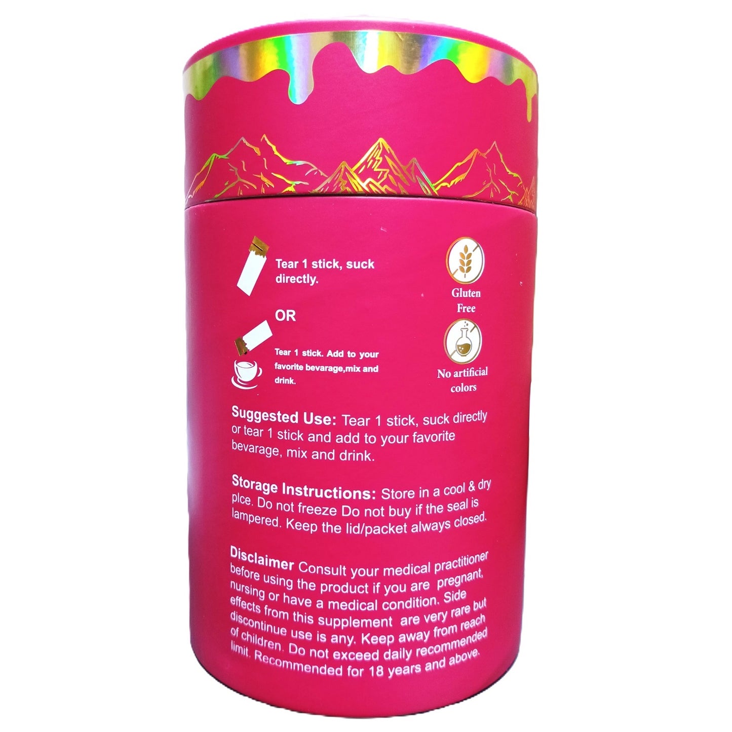 Pure Himalayan Shilajit Energy Boost Honey Sticks, Strawberry Flavor, 30 Sticks