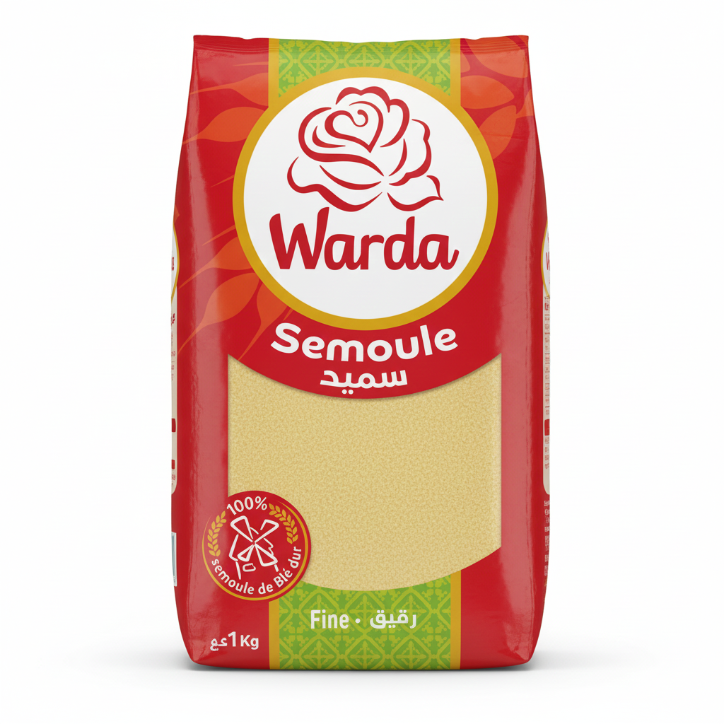 Warda Tunisian Durum Wheat Semolina, Fine, 1 kg