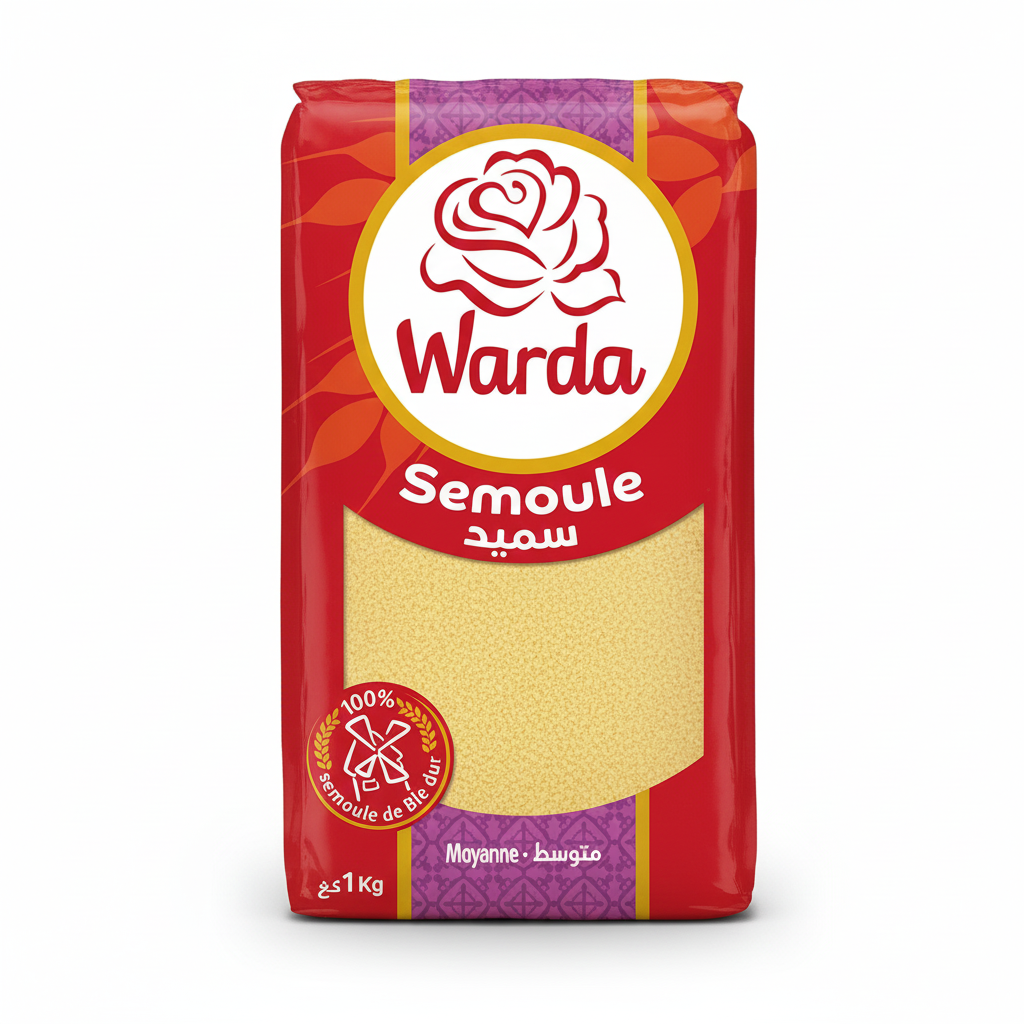 Warda Tunisian Durum Wheat Semolina, Medium, 1 kg