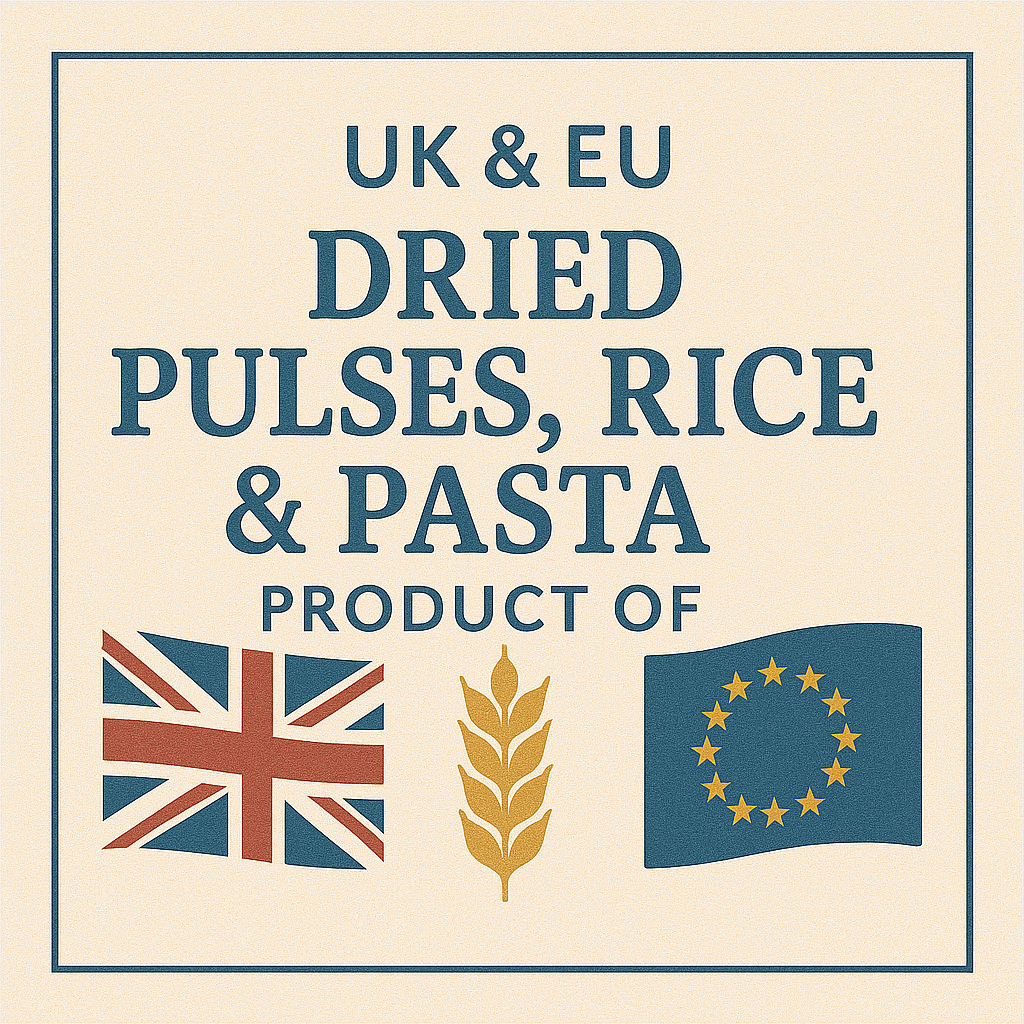 Dried Pulses, Rice & Pasta from UK & EU