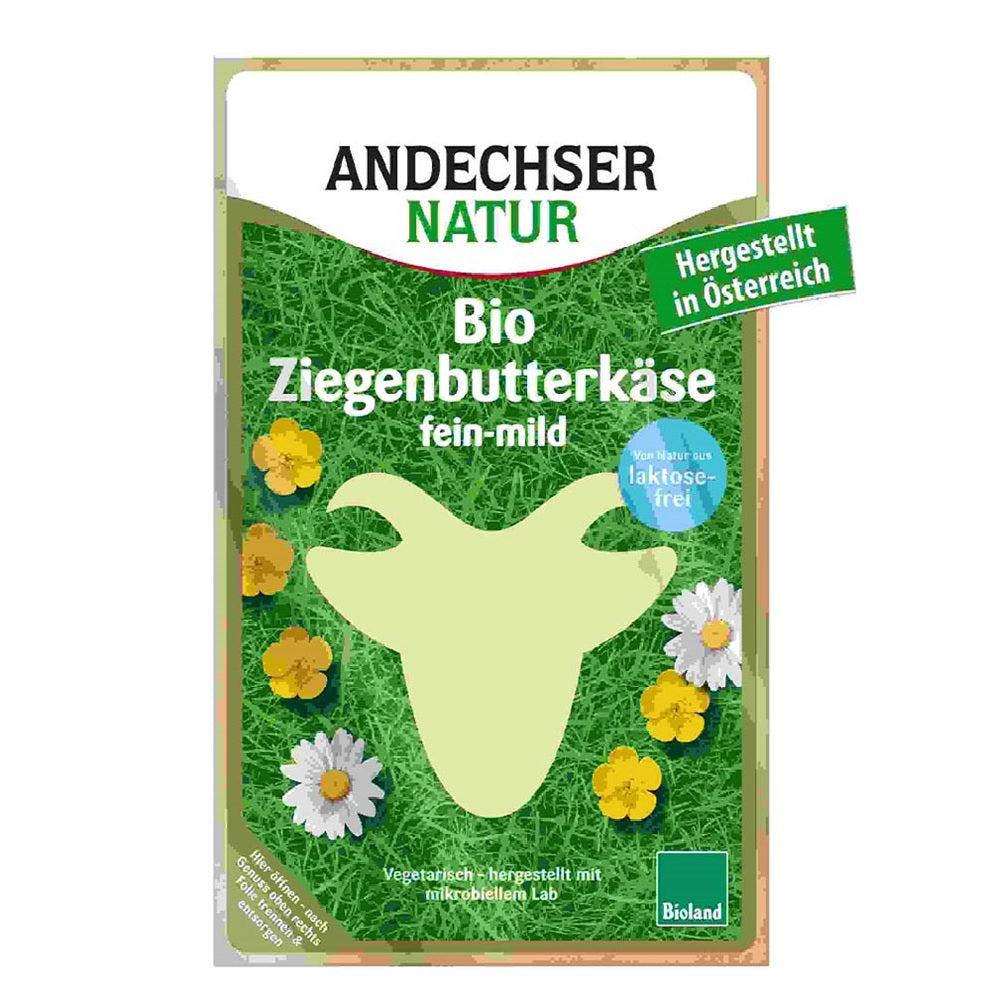 Andechser Natur Organic Mild Goat Cheese Sliced Lactose Free, 100g