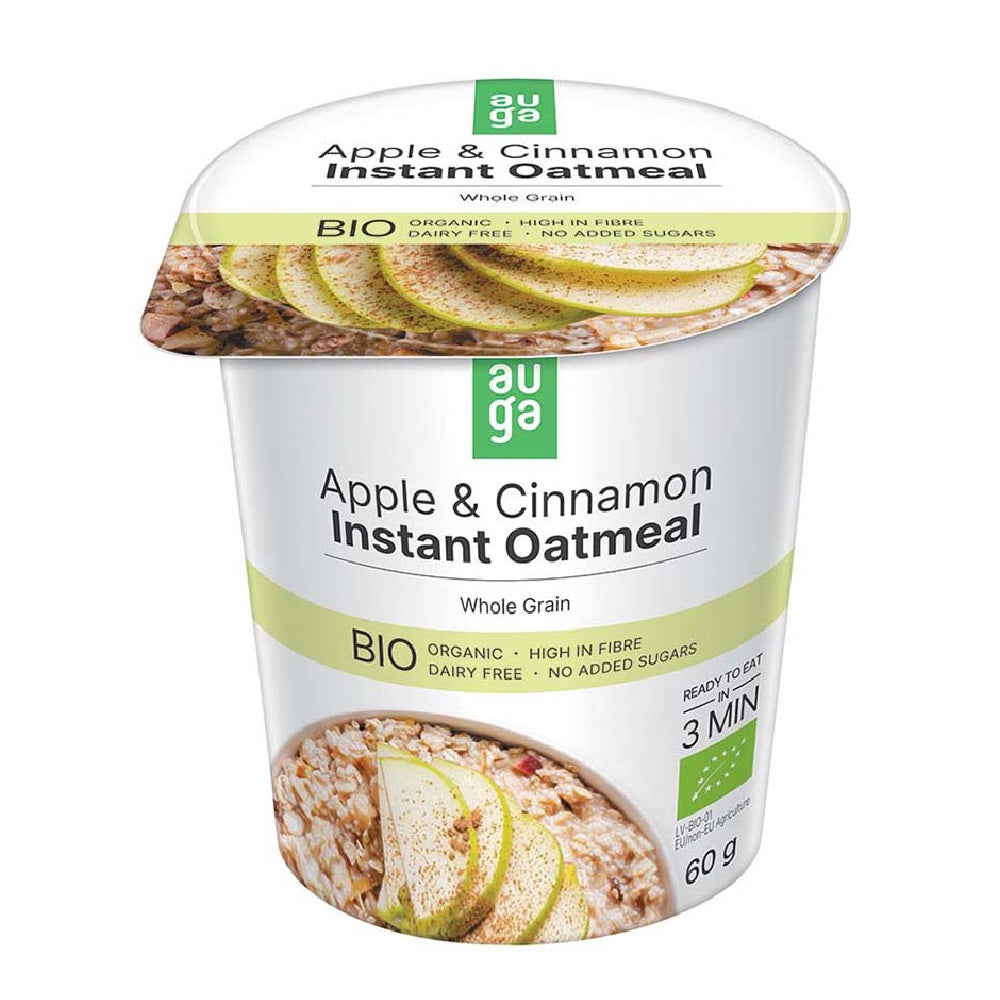 Auga Organic Oatmeal with Apples and Cinnamon No Added Sugar, 60g