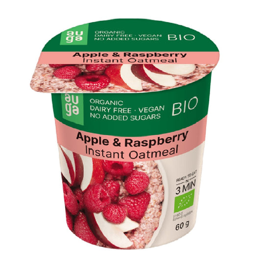 Auga Organic Oatmeal with Apples and Raspberries No Added Sugar, 60g
