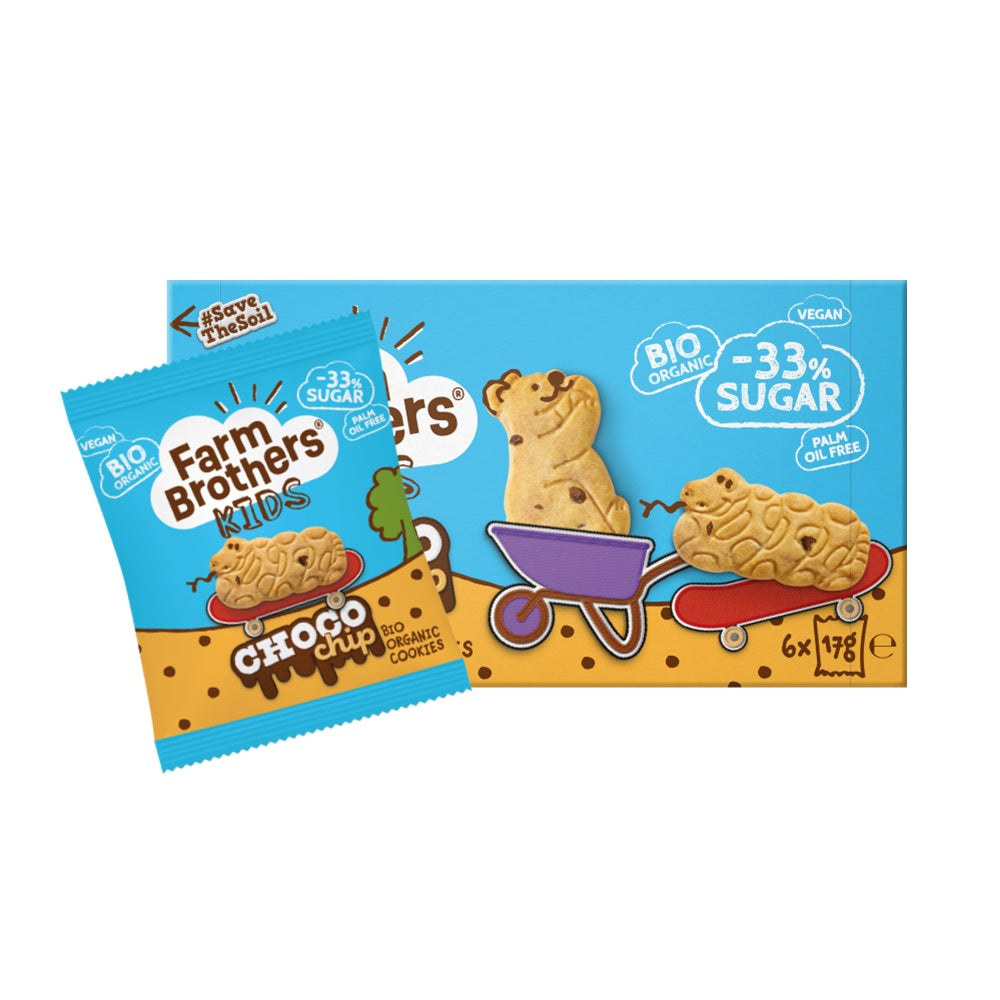 Farm brothers Organic Kids Choco Chip Cookies 17g, Pack Of 6