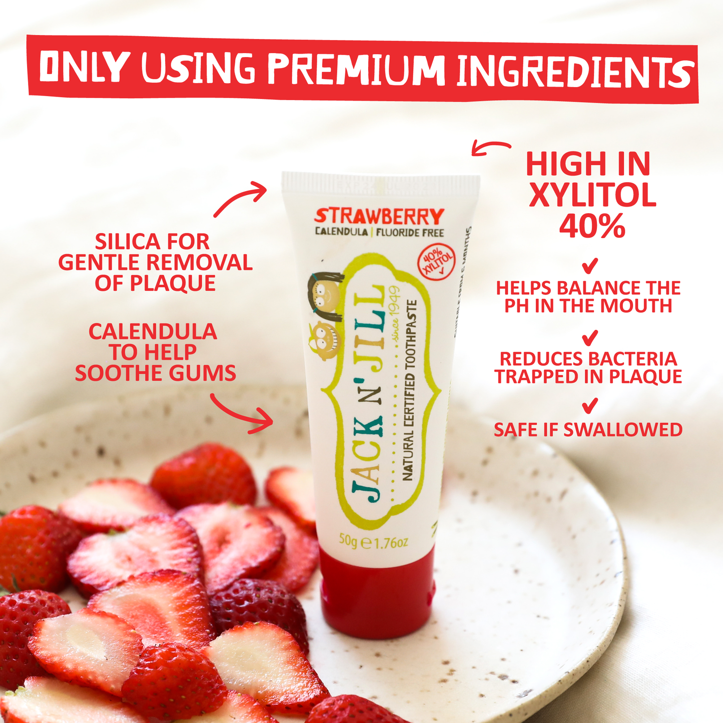 Jack N' Jill Organic Natural Strawberry Toothpaste, 50g