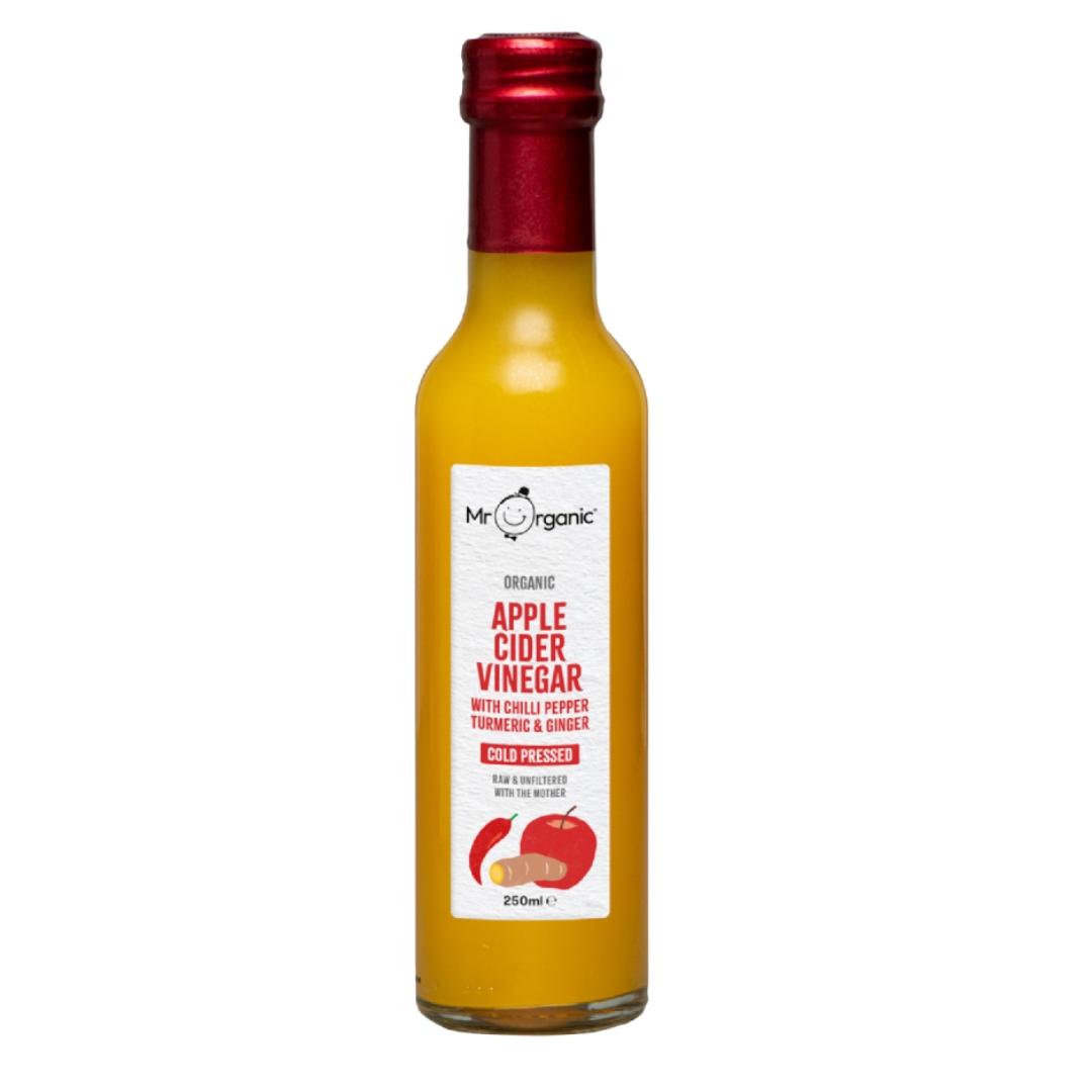Mr Organic Apple Cider Vinegar with Chilli Pepper Tumeric & Ginger | Cold Pressed | 250ml