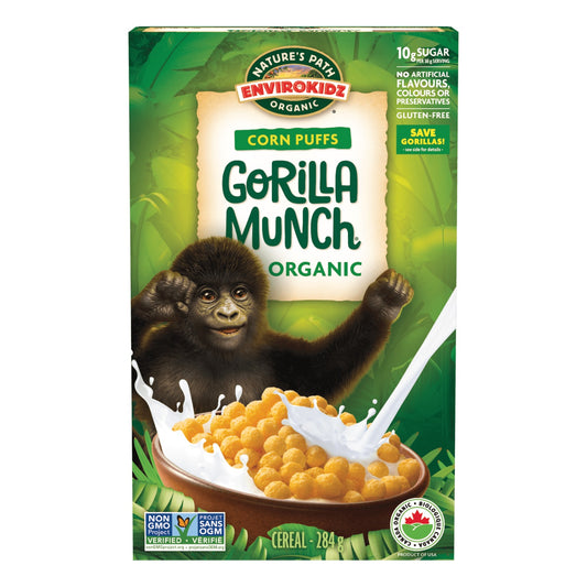 Natures Path Envirokidz Organic Corn Puffs Gorilla Munch Cereal, 284g