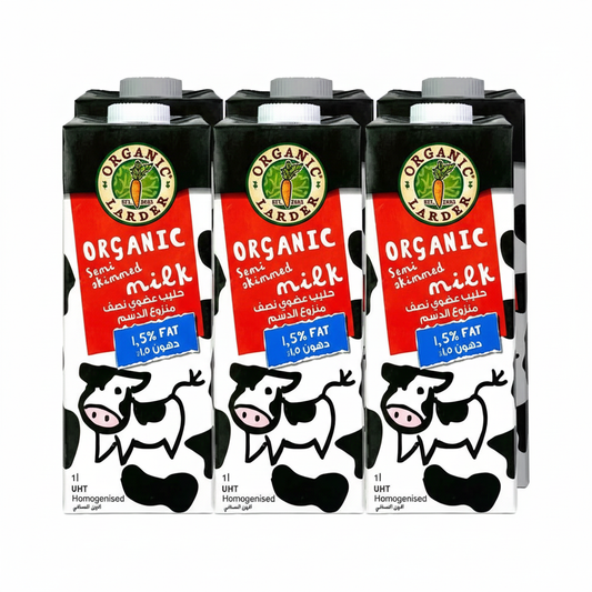 Organic Larder 1.5% Semi Skimmed Milk 1 L, Pack Of 6