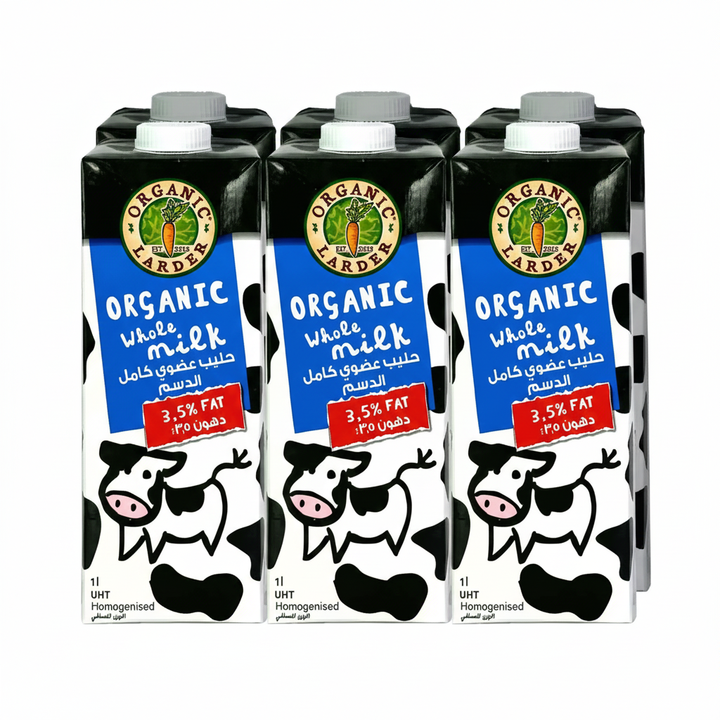 Organic Larder 3.5% Whole Milk 1 L, Pack Of 6