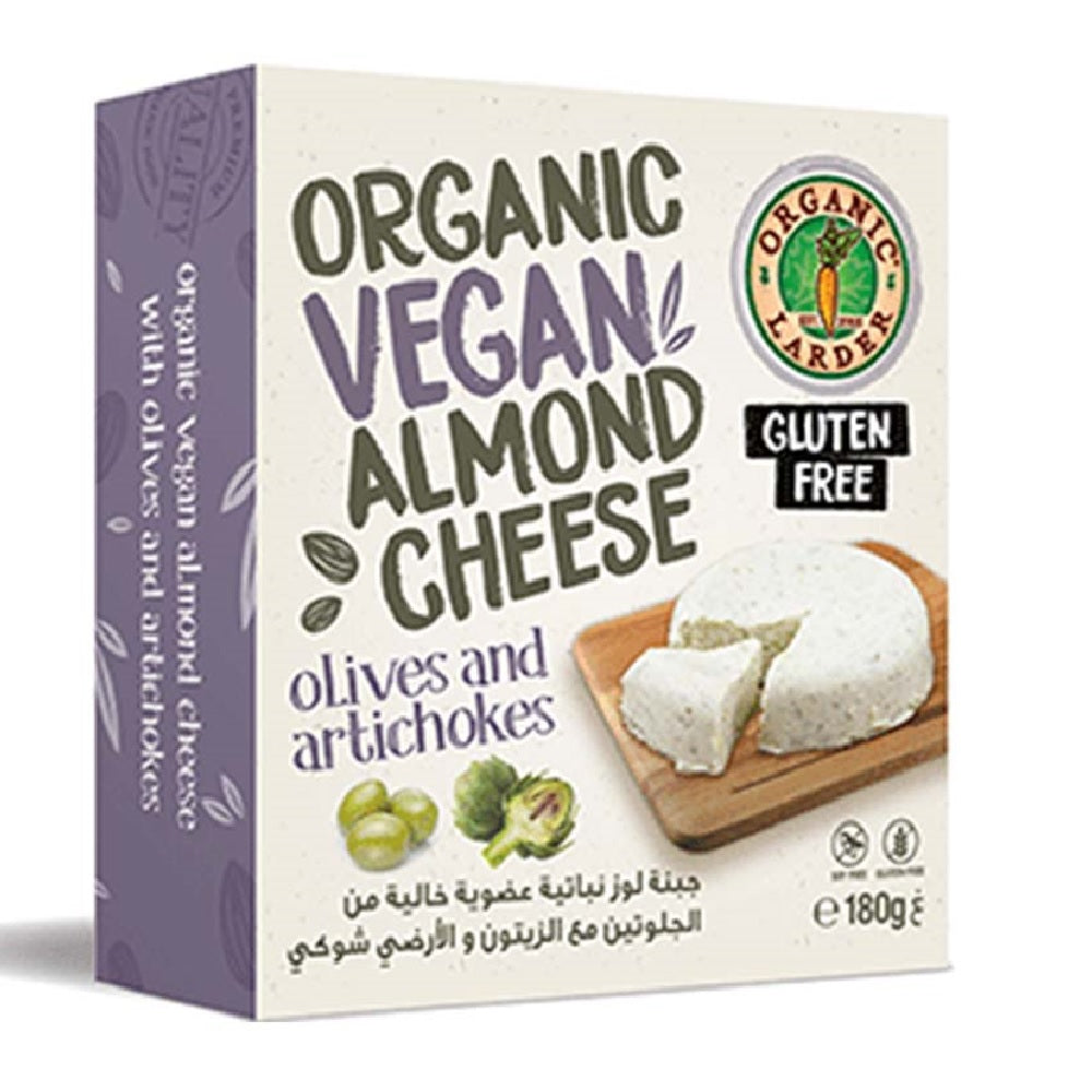 Organic Larder Almond Cheese With Olives & Artichoke, 180g