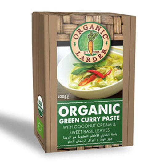 Organic Larder Green Curry Paste with Coconut Milk & Sweet Basil Leaves 100g, Vegan