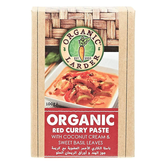 Organic Larder Red Curry Paste with Coconut Milk & Sweet Basil Leaves, 100g