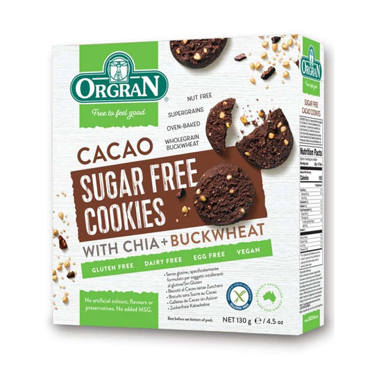 Orgran Sugar Free Cacao Cookies, 130g