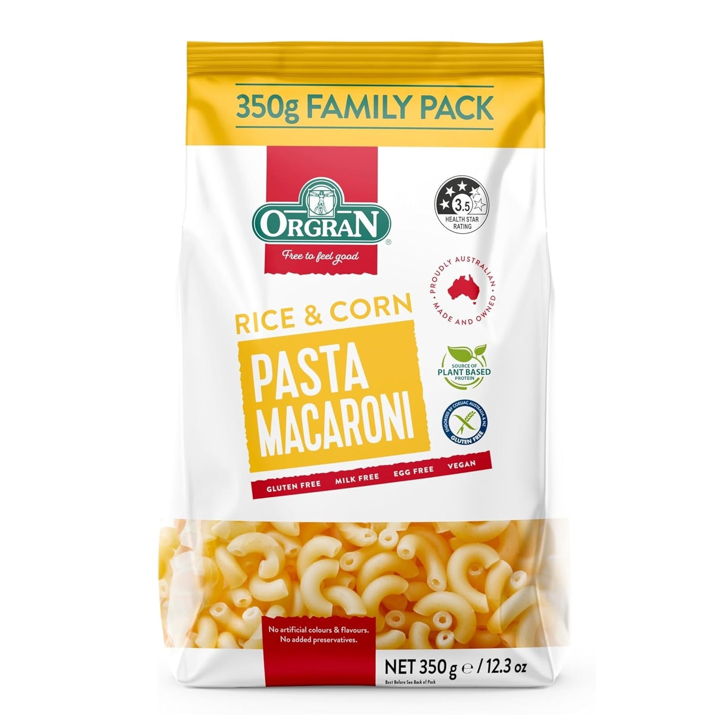 Orgran Rice & Corn Macaroni Pasta, 350g