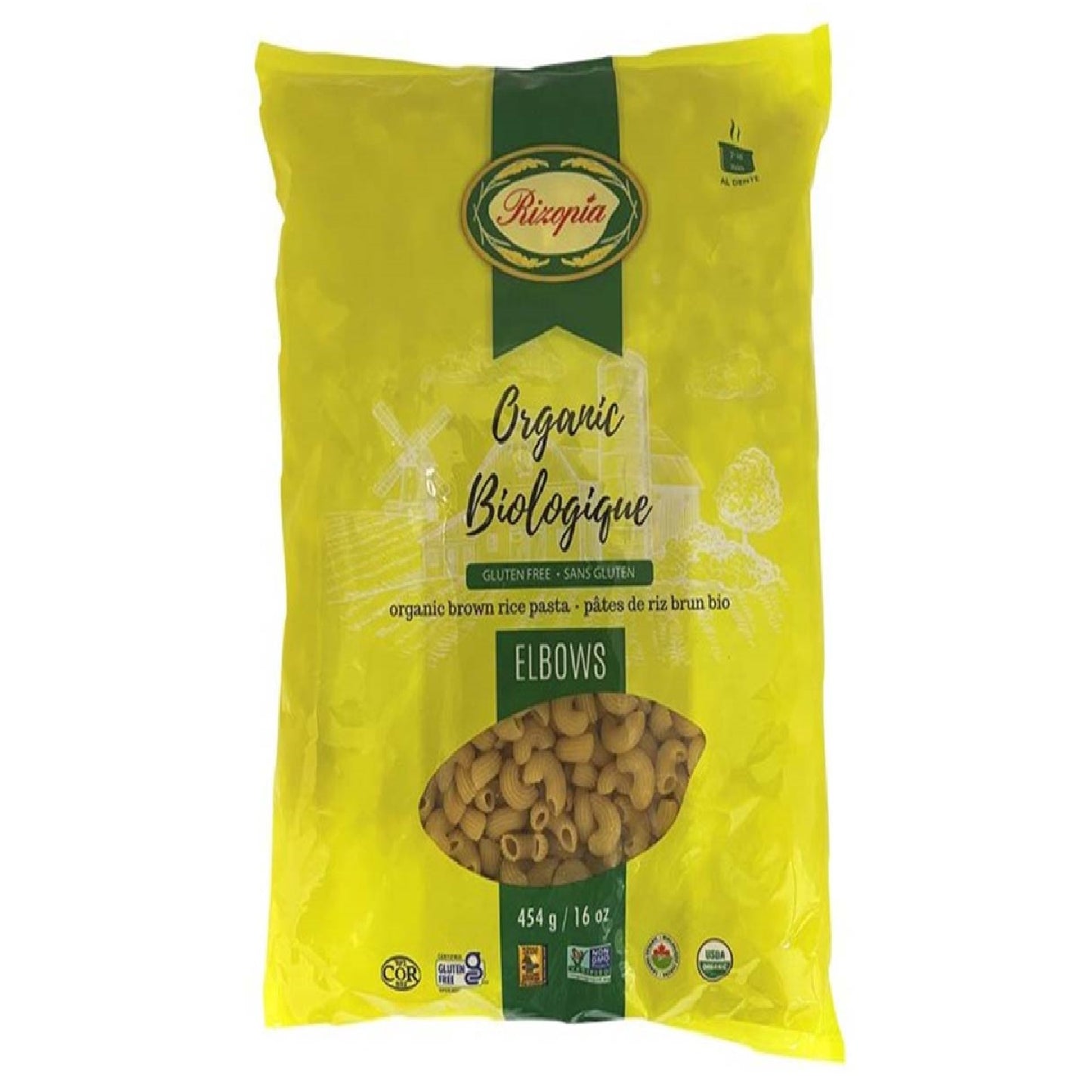 Rizopia Organic Brown Rice Pasta Elbows, 454g