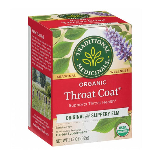 Traditional Medicinals Organic Slippery Elm Throat Coat Tea, 16 Tea Bags