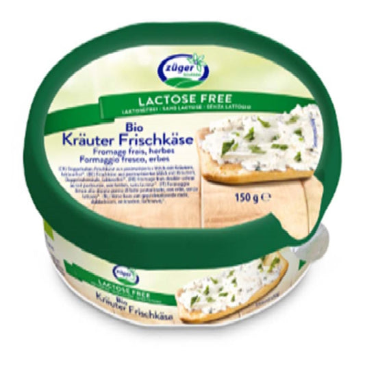Zuger Organic Bio Cream Cheese With Herbs Lactose Free, 150g