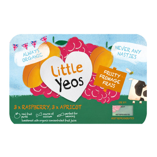 Yeo Valley Organic Little Yeos Raspberry & Apricot Fromage Frais Yoghurts 45g, Pack Of 6
